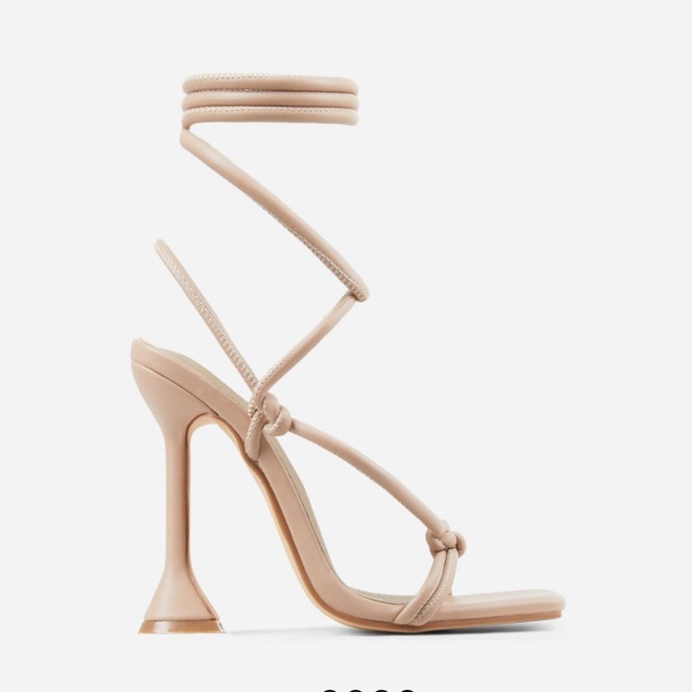 Ego Fiat Faux Leather‎ Lace Up Square Toe Sculptured Heel in Nude Size 7